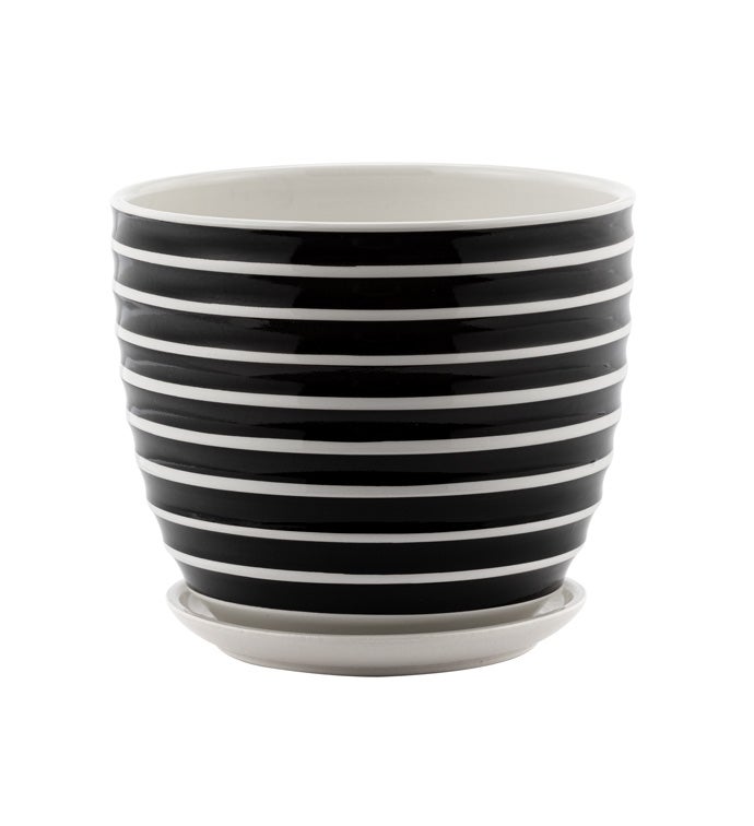 Black and White Striped Planter - Vintage MC