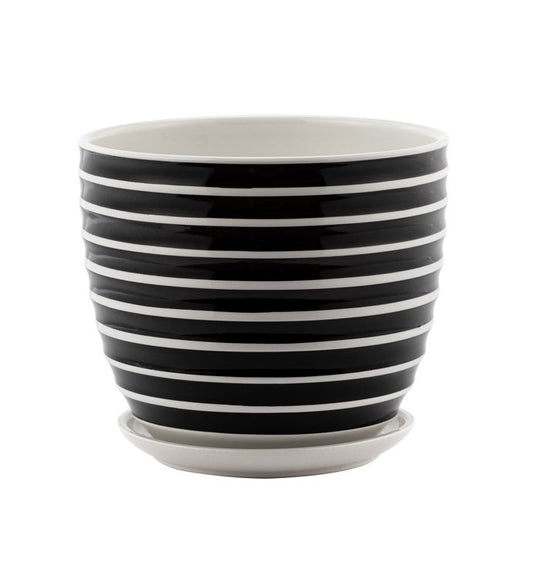 Black and White Striped Planter - Vintage MC