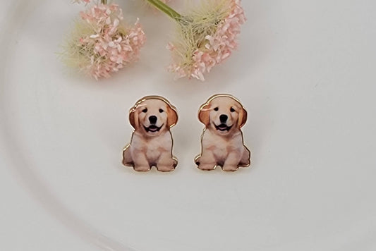 GOLDEN RETRIEVER PUPPY STUD EARRINGS