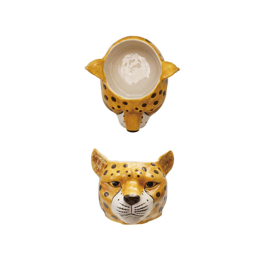 Ceramic Cheetah Head Planter/Bottle Cooler (Holds 5" Pot) - Vintage MC