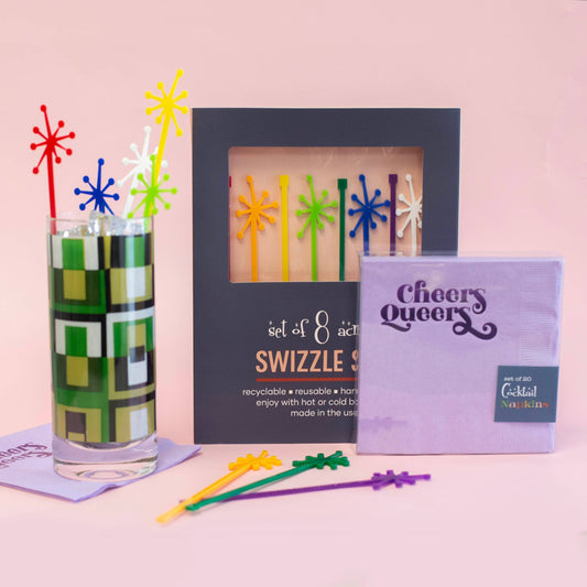 Cheers Queers Purple Foil Cocktail Napkin
