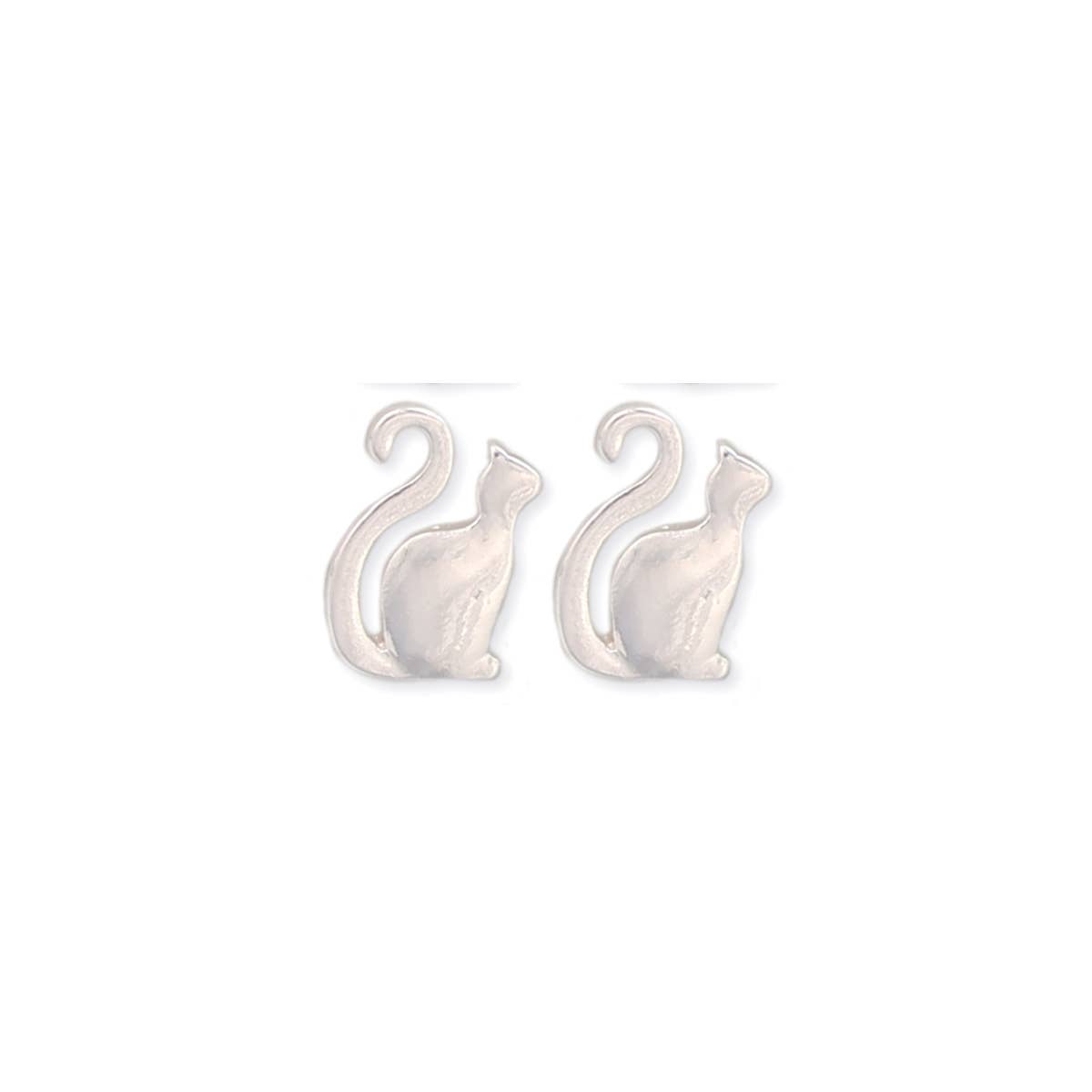 Chat Noir Fine Art Silver Cat Post Earrings - Vintage MC