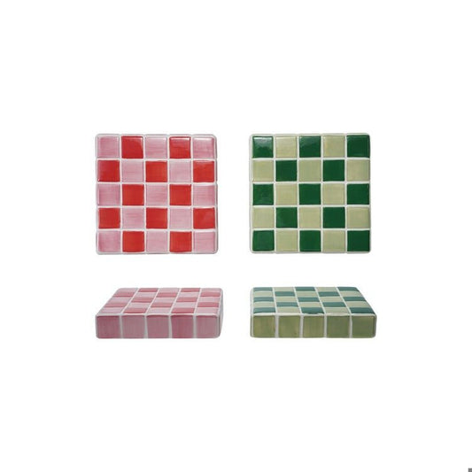 Checker Stoneware Trivet - Vintage MC