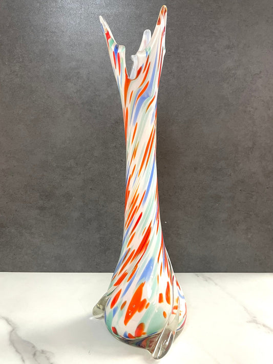 Colorful Swirled Stretch Glass Vase - Vintage MC