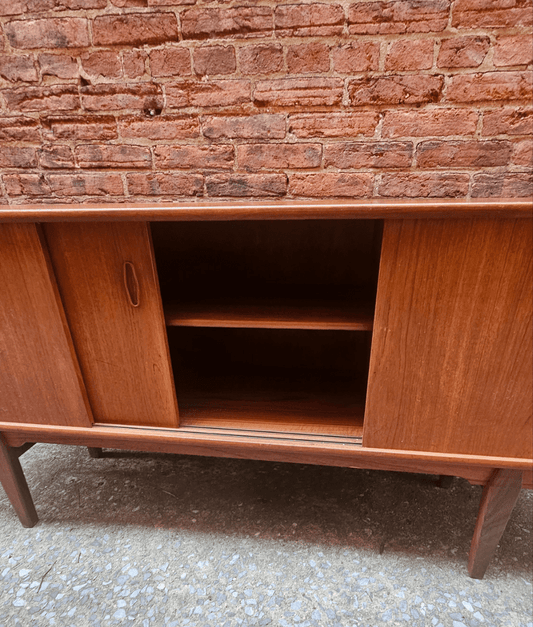 Danish Teak Credenza with Mirror Backed Bar Area - Vintage MC