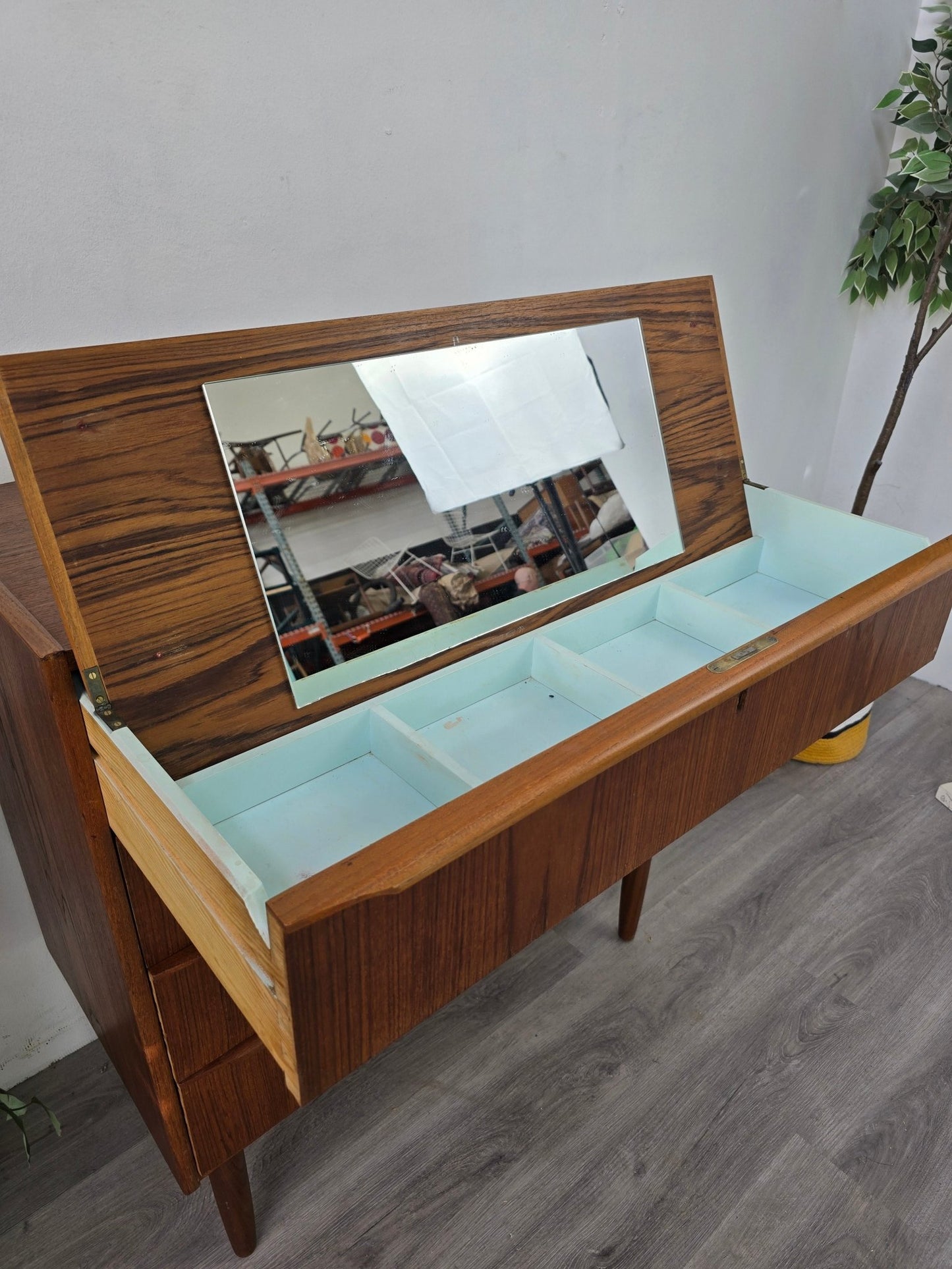 Danish Teak Vanity with Mirror - Vintage MC
