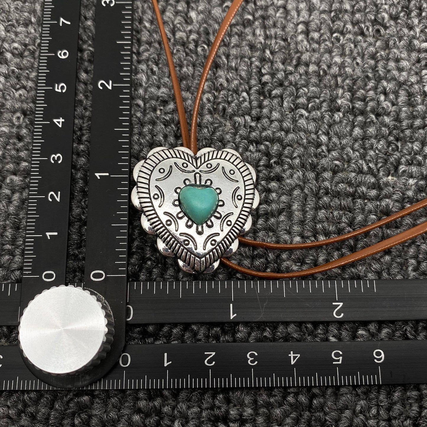 Turquoise Heart Charm Leather Rope Lariat Necklace