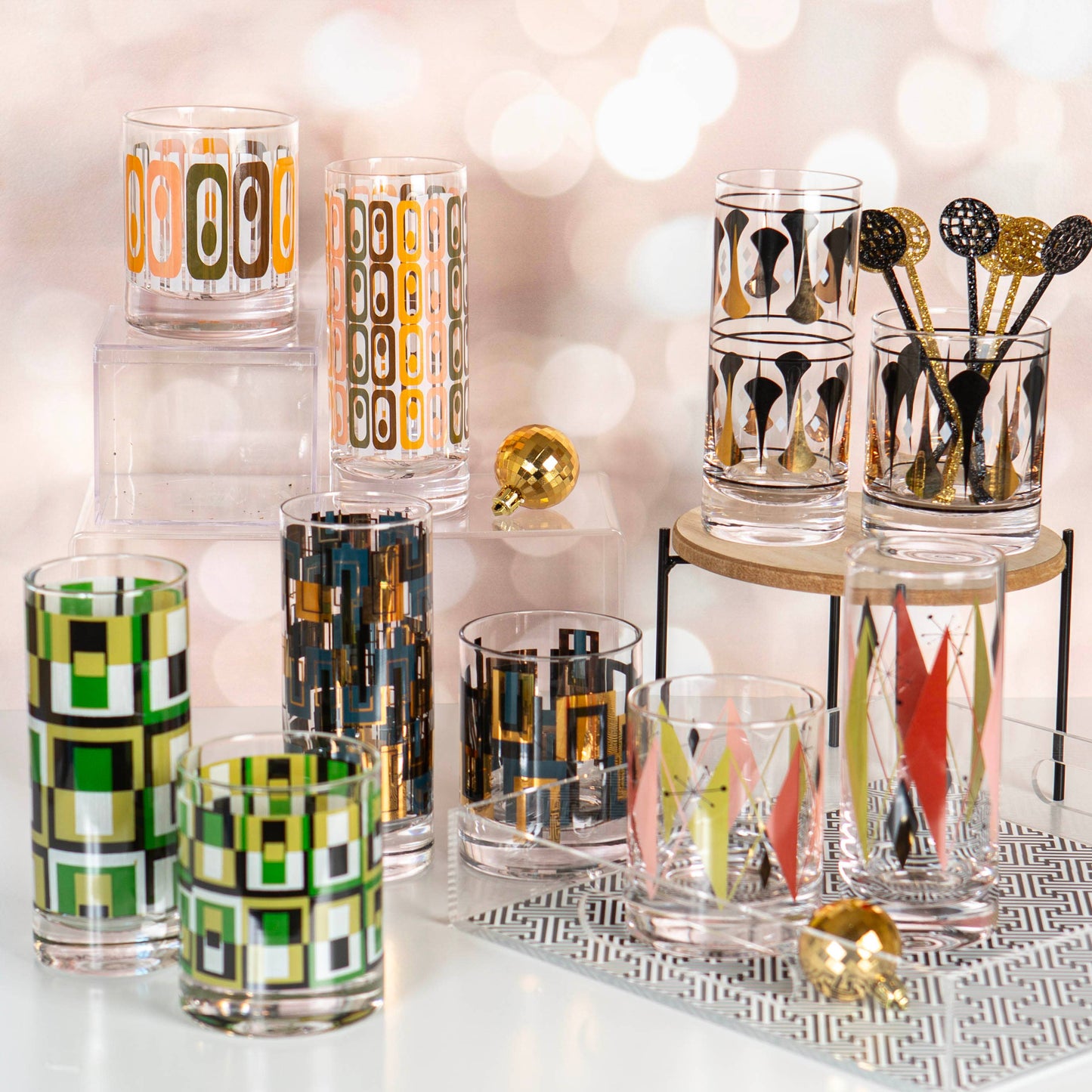 Retro Black and Gold Cocktail Glass