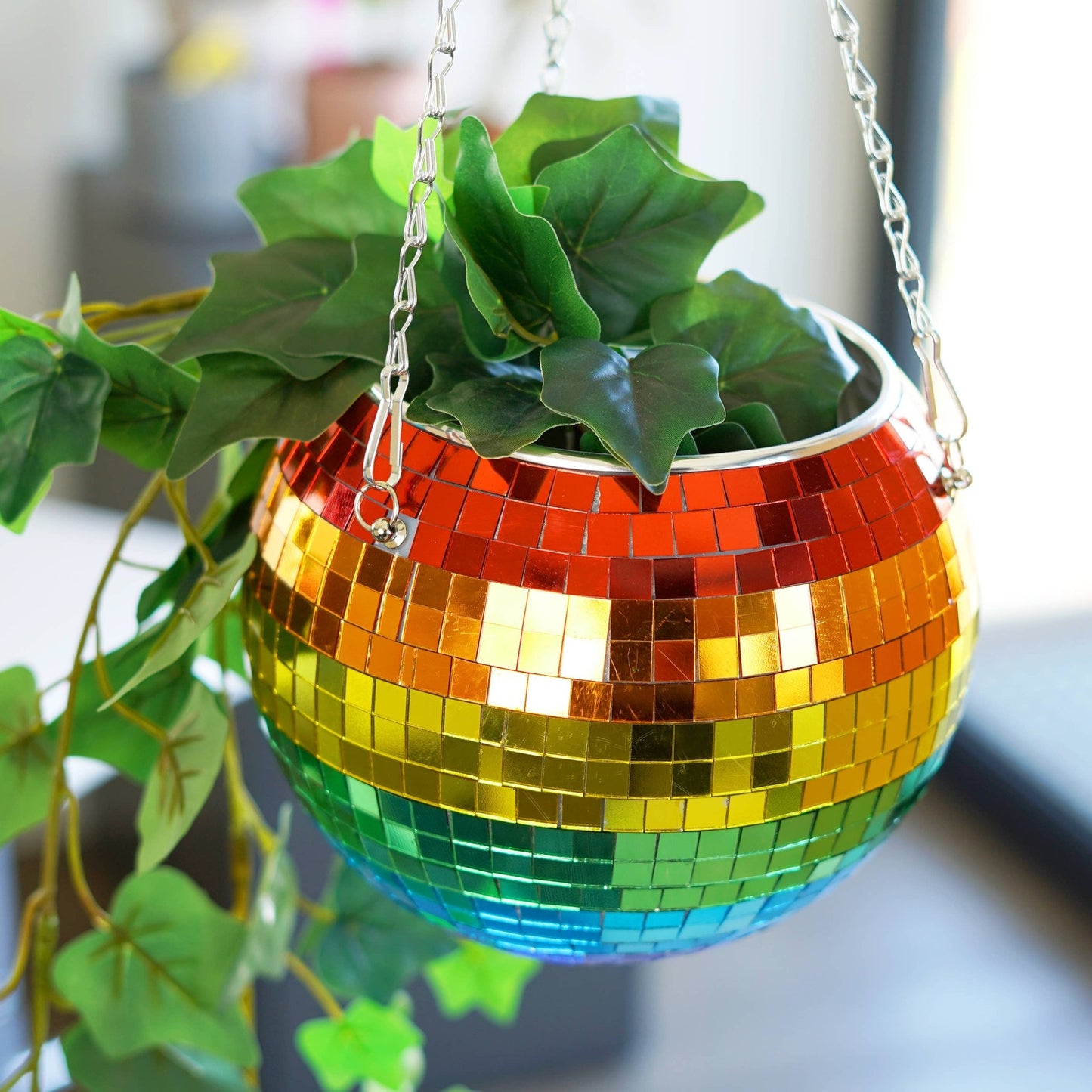 Disco Ball Hanging Planter - Rainbow 8" - Vintage MC