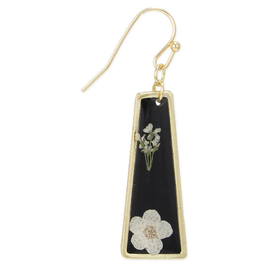 Dried Flower Gold Black Bar Earrings - Vintage MC