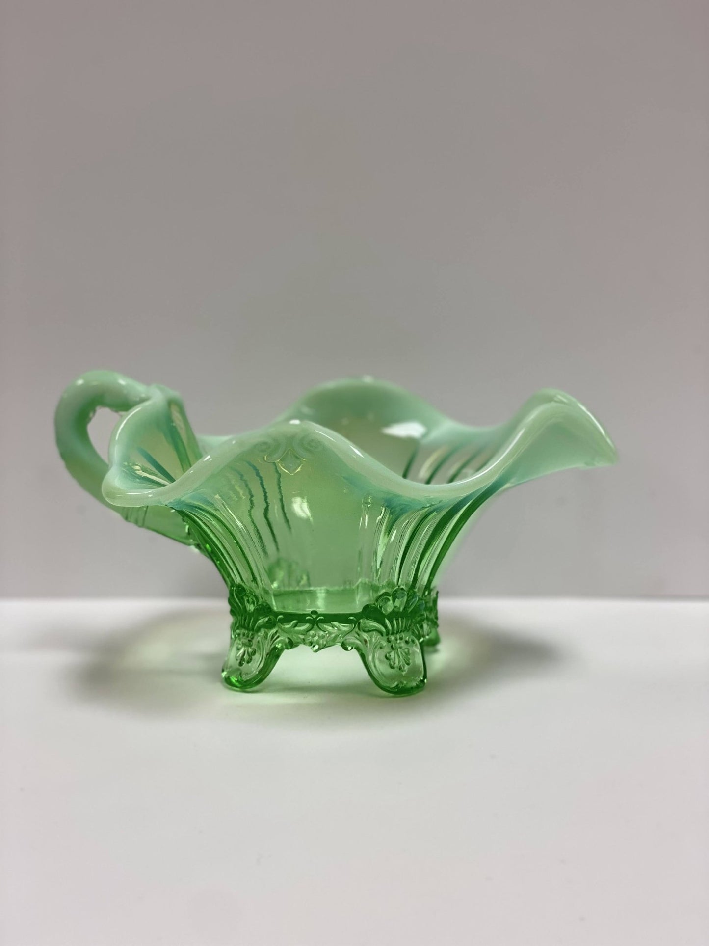 Dugan Glass Green Opalescent Dish - Vintage MC