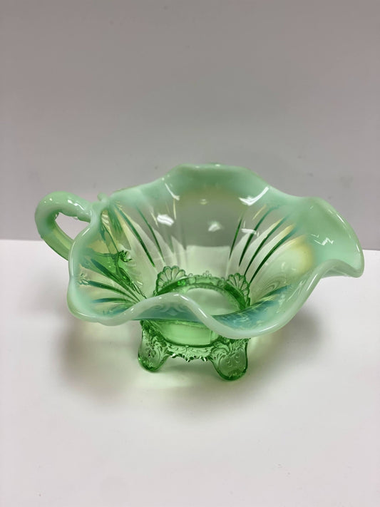 Dugan Glass Green Opalescent Dish - Vintage MC