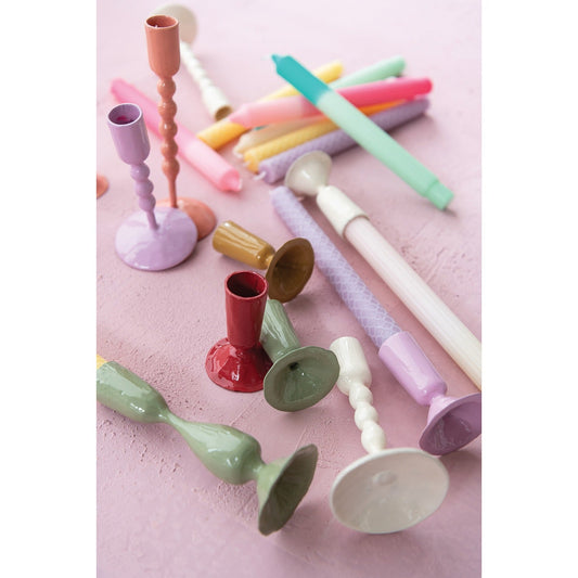 Enameled 7.5" Metal Taper Holder - Vintage MC