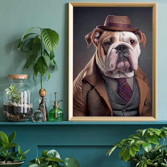 English Bulldog Animal Head Print - Vintage MC