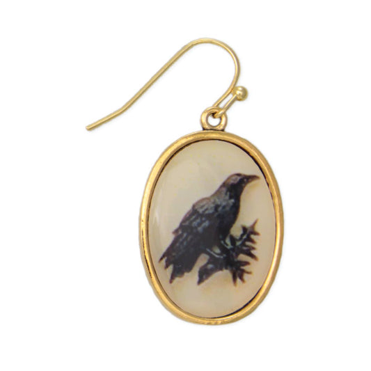 Raven Print Gold Earrings