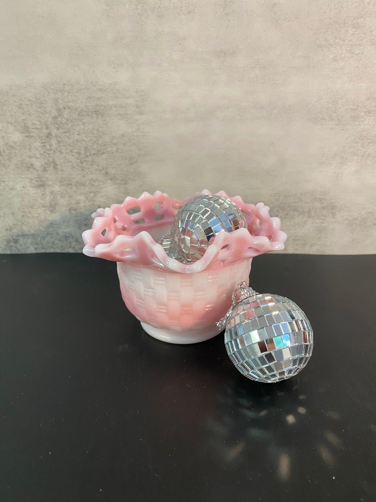 Fenton Rosalene Basketweave Bowl - Vintage MC