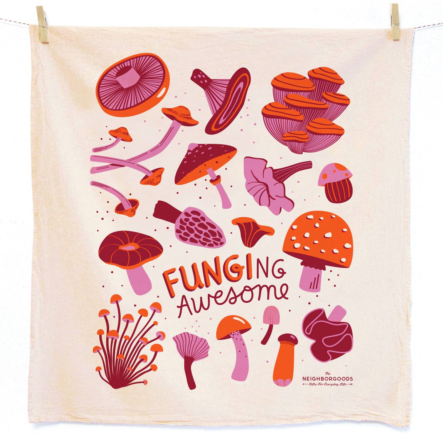 FIELD DAY (Mushroom, Poppies) - Tea Towel Set of 2 - Vintage MC