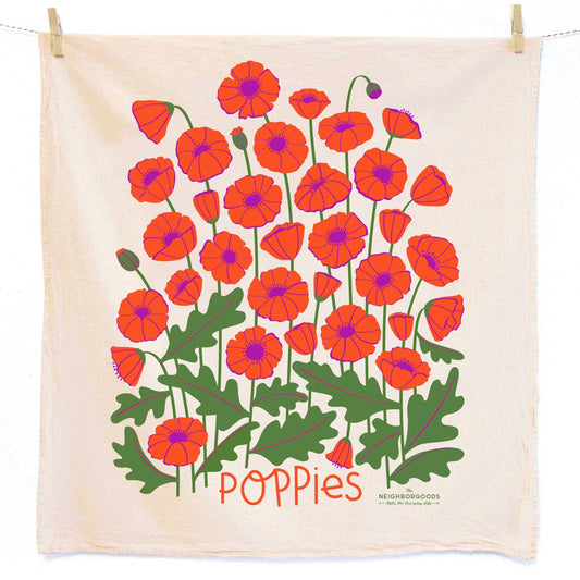 FIELD DAY (Mushroom, Poppies) - Tea Towel Set of 2 - Vintage MC