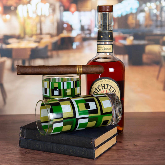 Green Squares Highball Cocktail Glass - Vintage MC