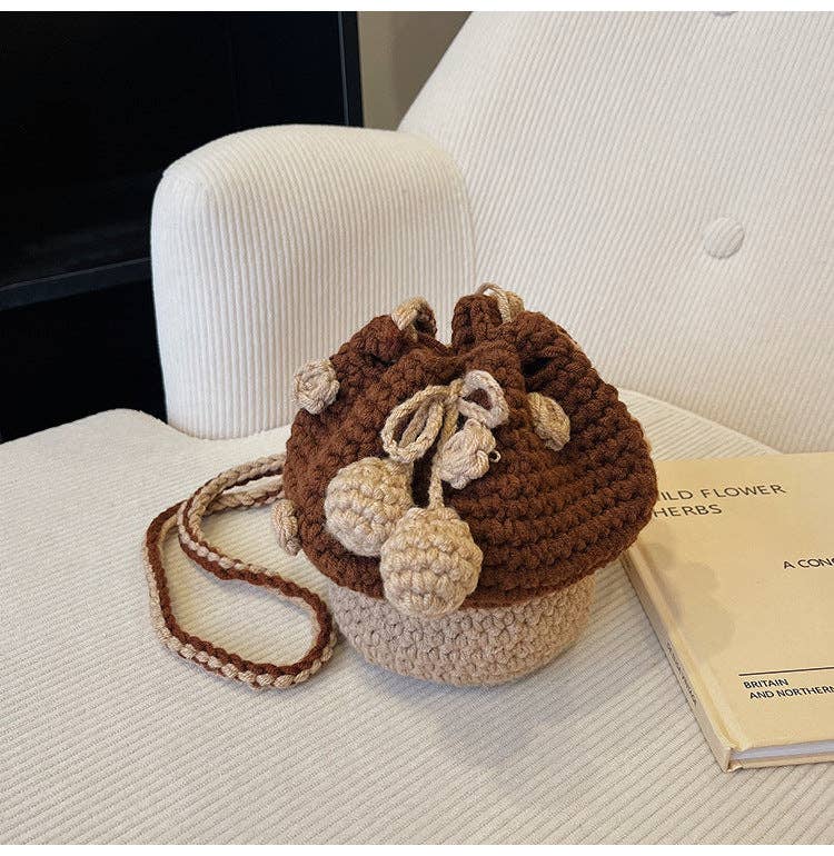 Hand - Knitted Mushroom Bag - Vintage MC