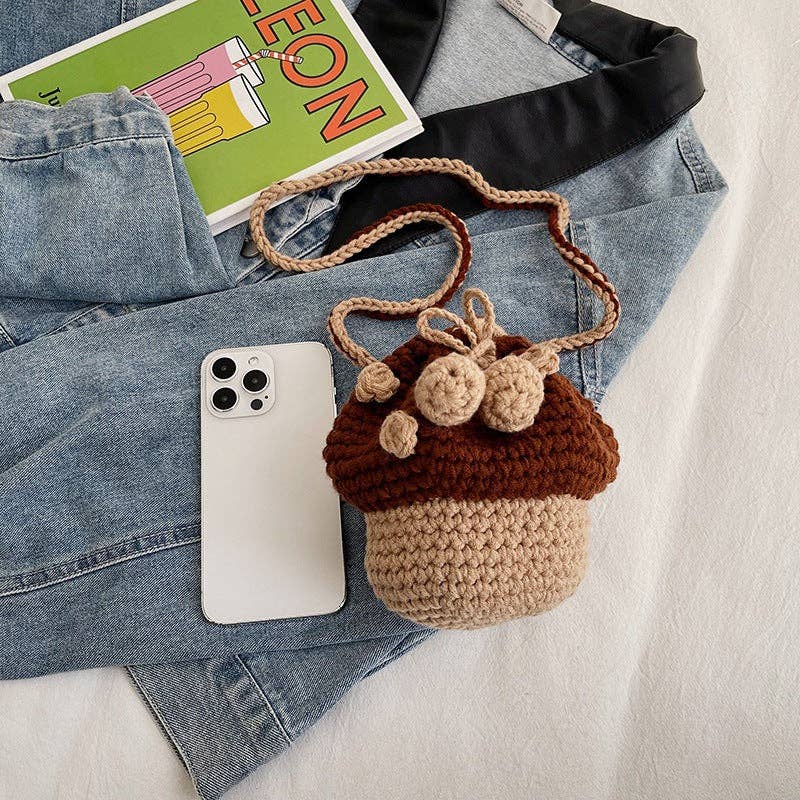 Hand - Knitted Mushroom Bag - Vintage MC