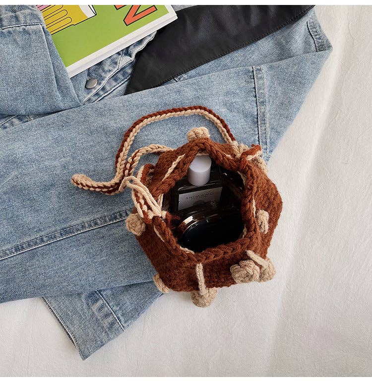 Hand - Knitted Mushroom Bag - Vintage MC