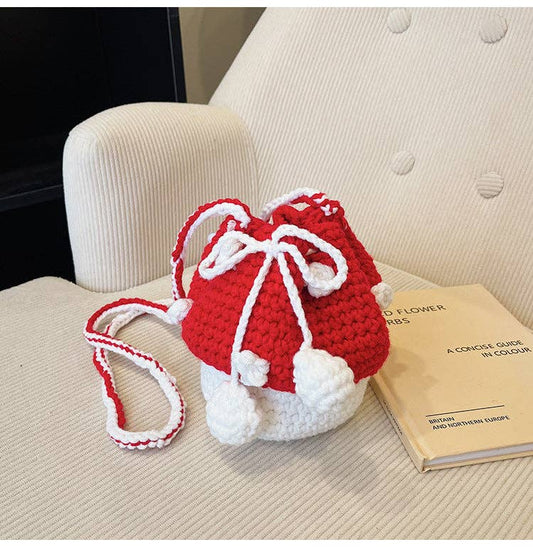 Hand - Knitted Mushroom Bag - Vintage MC