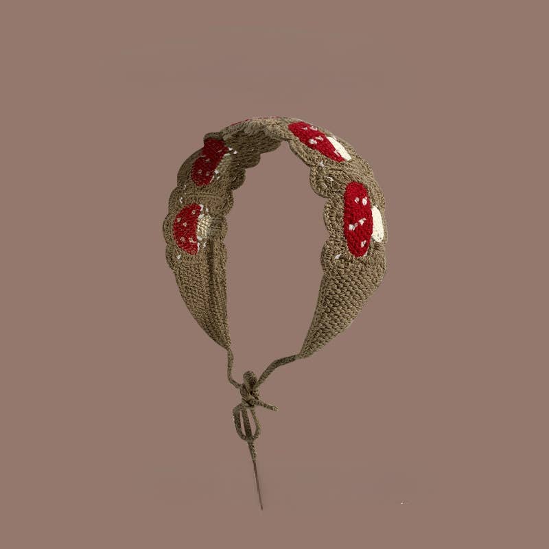 Handmade Crochet Mushroom Headband - Vintage MC