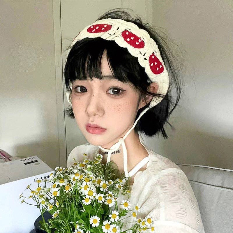 Handmade Crochet Mushroom Headband - Vintage MC