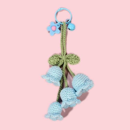 HANDWOVEN LILY OF THE VALLEY FLOWER KEYCHAIN - Vintage MC