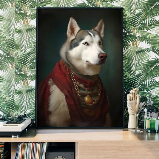Husky Dog Portrait Print - Vintage MC