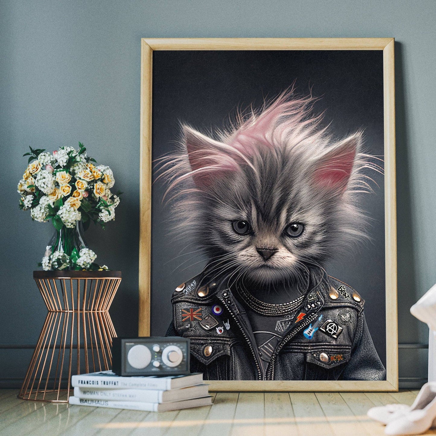 Kitten Punk Kids Animal Portrait Print - Vintage MC