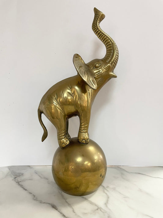 Large Brass Elephant Sculpture - Vintage MC