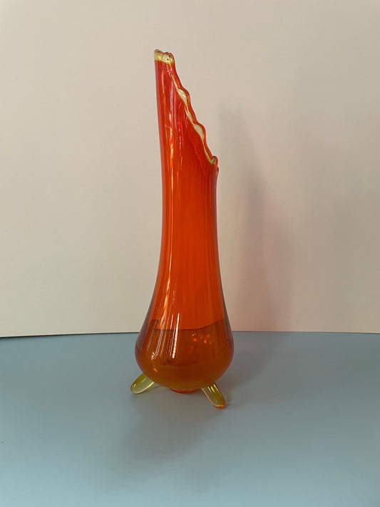 LE Smith 3 Toed Swung Glass Vase - Vintage MC