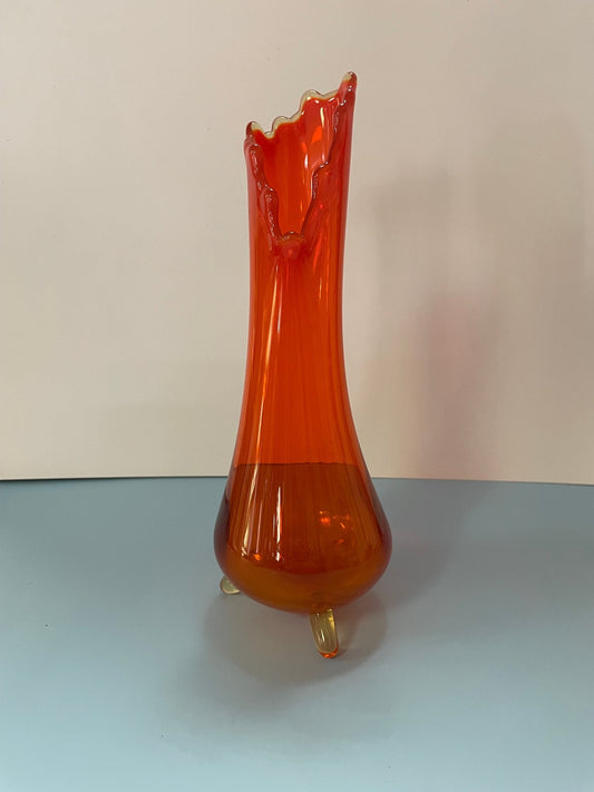LE Smith 3 Toed Swung Glass Vase - Vintage MC