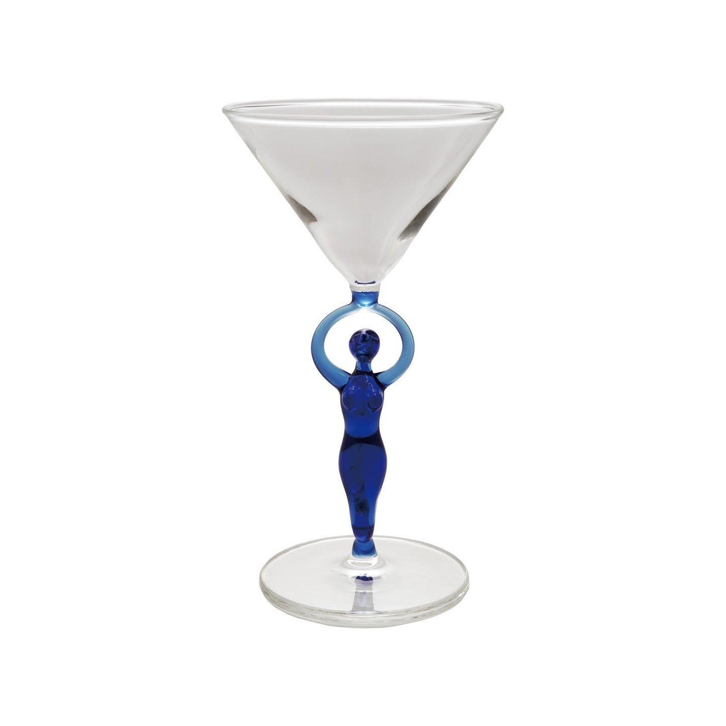 Martini Glass with Hand - Blown Mermaid Stem, Blue - Vintage MC