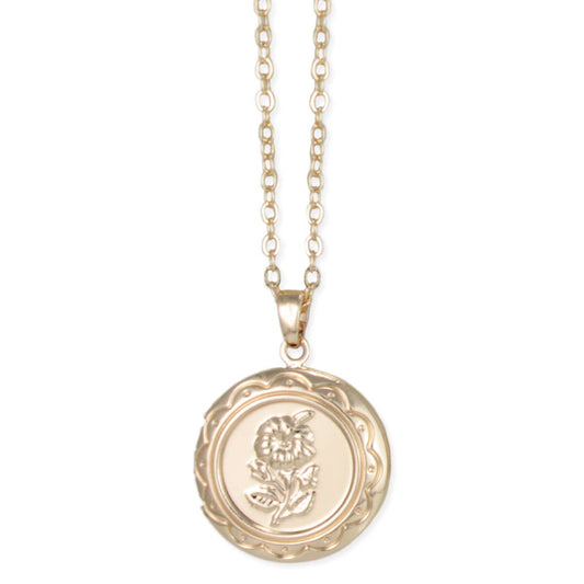 Memories Gold Flower Locket Necklace - Vintage MC