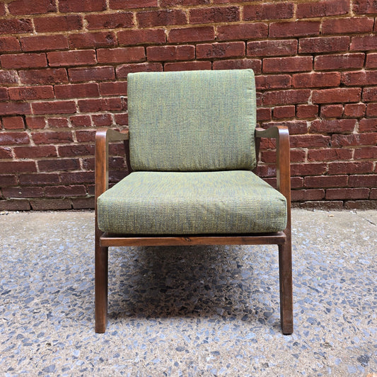 Mid - Century Lounge Chair with Sculpted Walnut Frame - Vintage MC