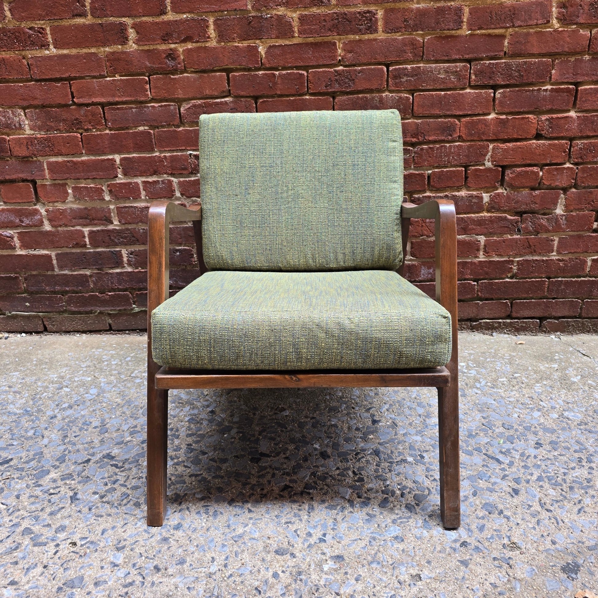 Mid - Century Lounge Chair with Sculpted Walnut Frame - Vintage MC