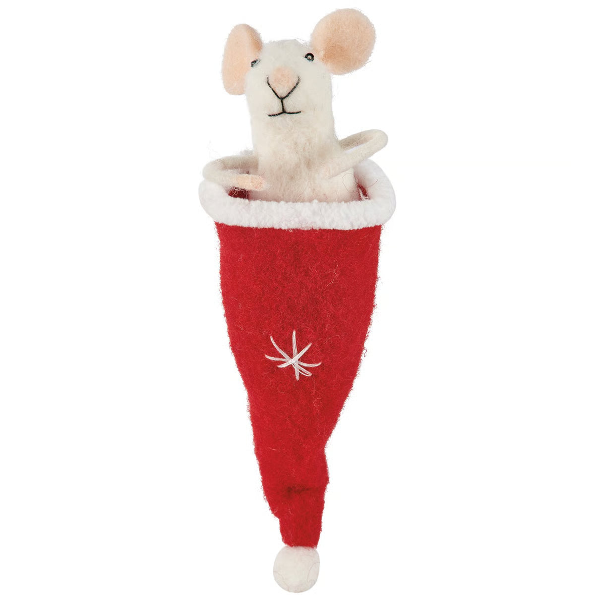 Mouse in Hat Wool Ornament