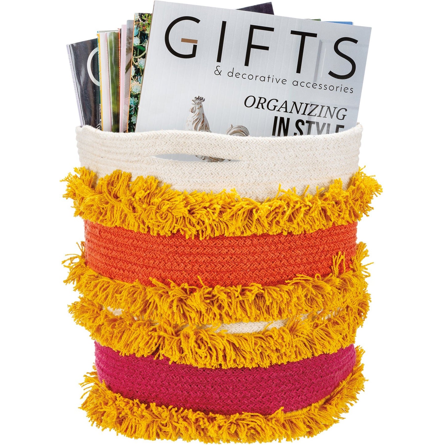 OrNge stripes bin plant basket - Vintage MC