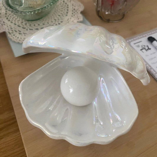 Pearl Decor Shell Jewelry Tray and Table Lamp - Vintage MC