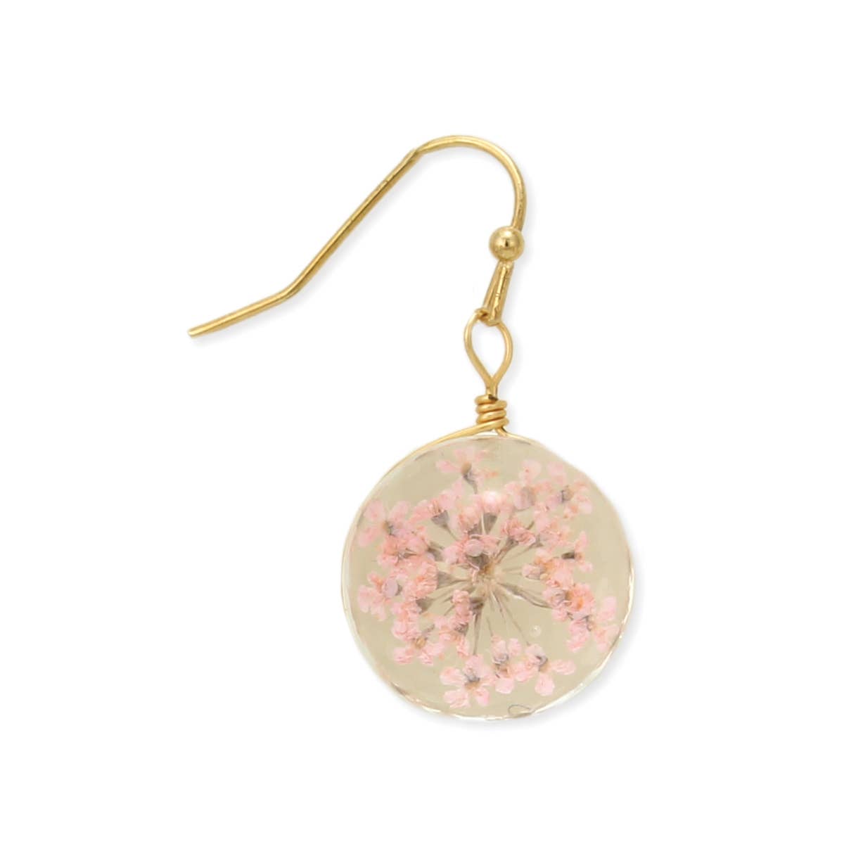 Pink Baby's Breath Dried Flower Earrings - Vintage MC