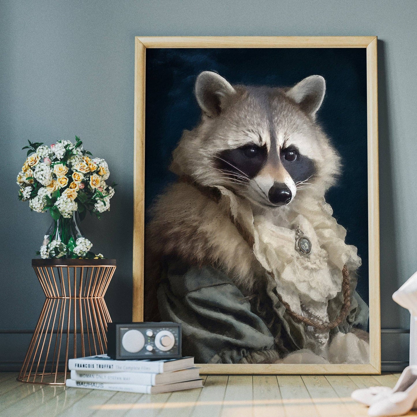 Raccoon Animal Portrait Print - Vintage MC
