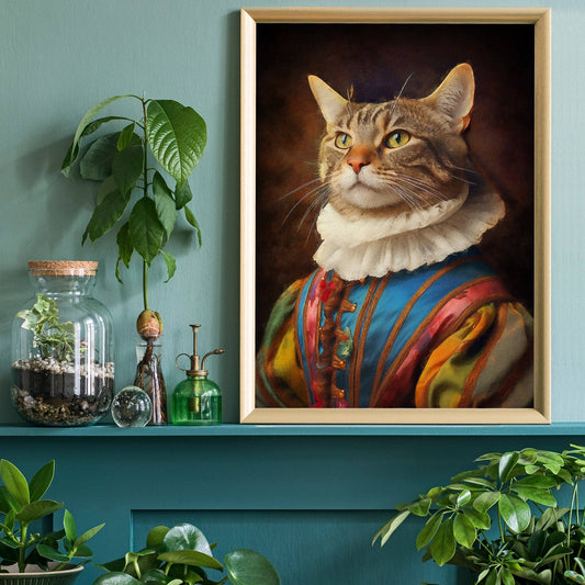 Rainbow Cat Animal Portrait Print - Vintage MC