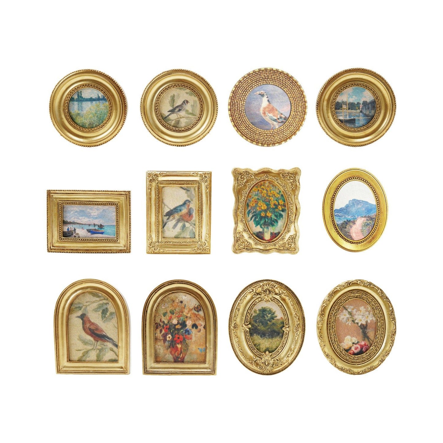 Resin Mini Framed Art Magnet, Gold Finish - Vintage MC