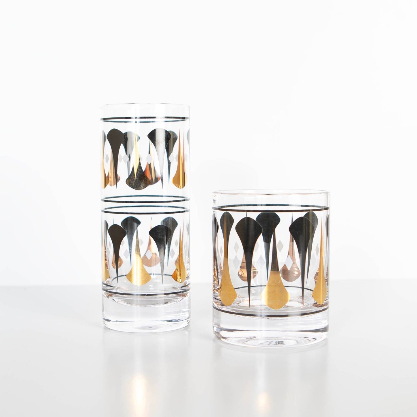 Retro Black and Gold Cocktail Glass - Vintage MC