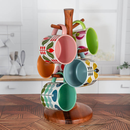 Retro Blue Flower Matte Coffee Mug - Vintage MC