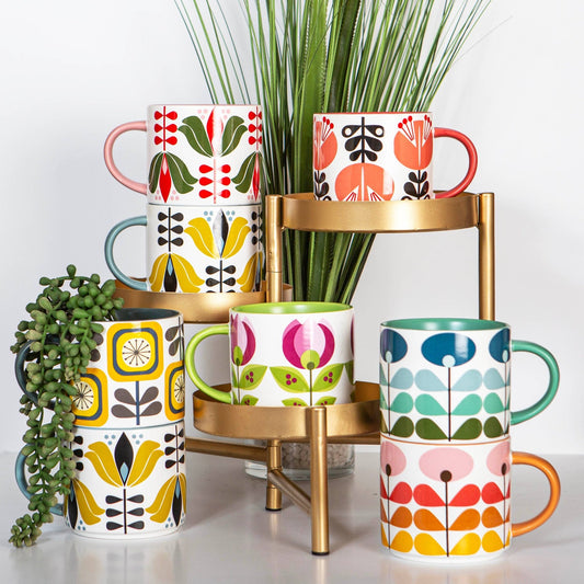 Retro Coral Lily Matte Coffee Mug - Vintage MC