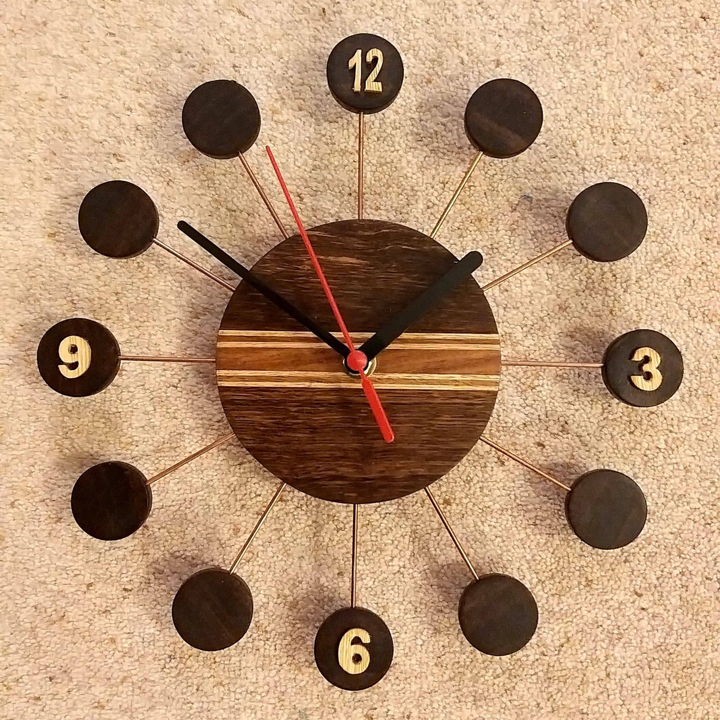 Retro Style Wooden Wall Clock - Vintage MC